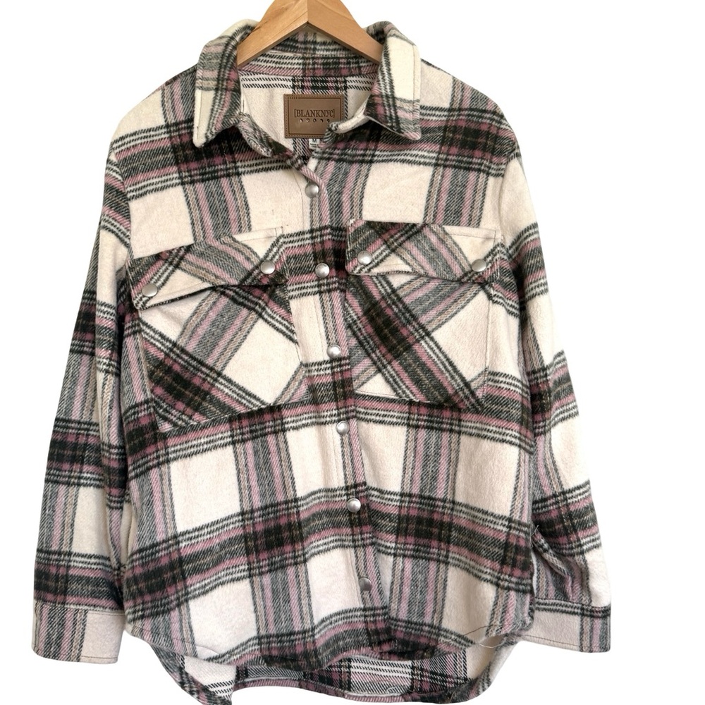 Blank Nyc Plaid Shacket Button Down Jacket Sweate… - image 2
